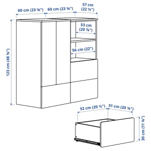 Второе фото. Книжный шкаф - IKEA SMÅSTAD / PLATSA /SMАSTAD / СМОСТАД/ ПЛАТСА ИКЕА, 123х120 см, белый/красный/черный