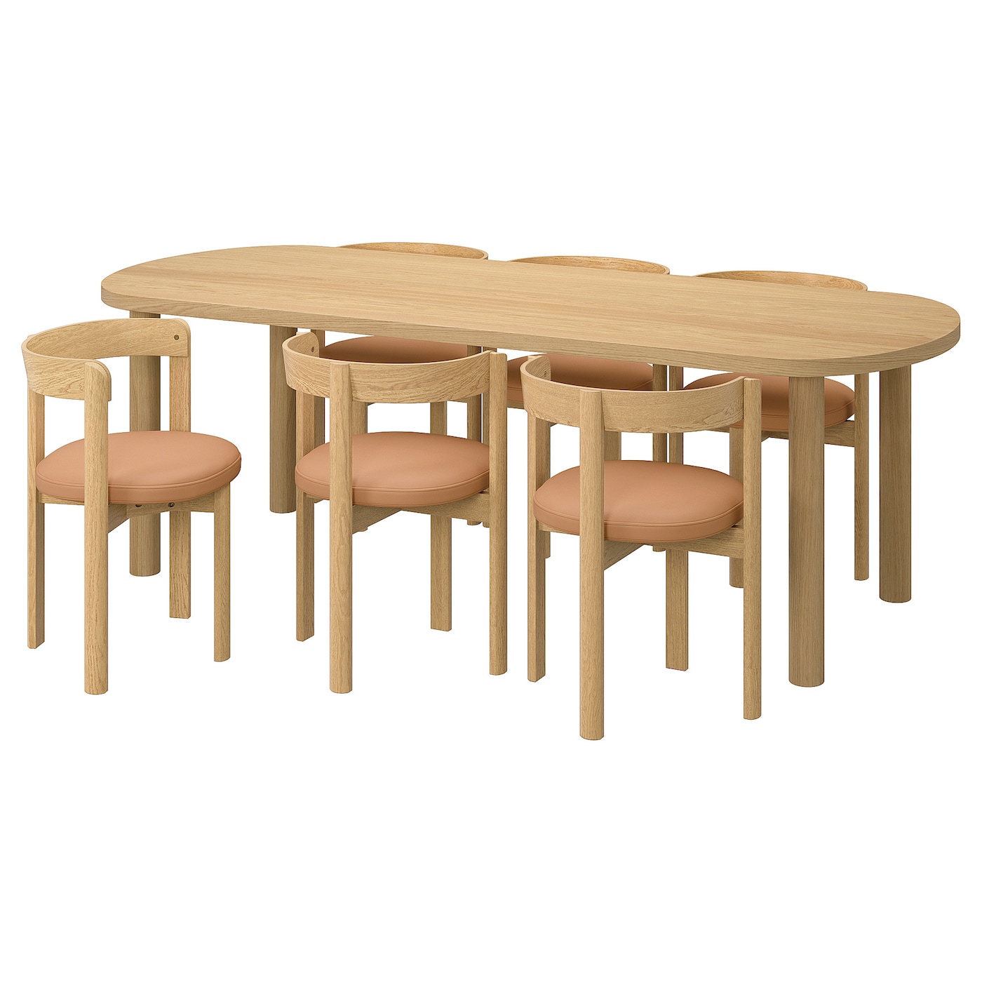 Стол и 6 стульев IKEA STOCKHOLM 2025 / СТОКГОЛЬМ 2025 ИКЕА, 230х90, светло-коричневый