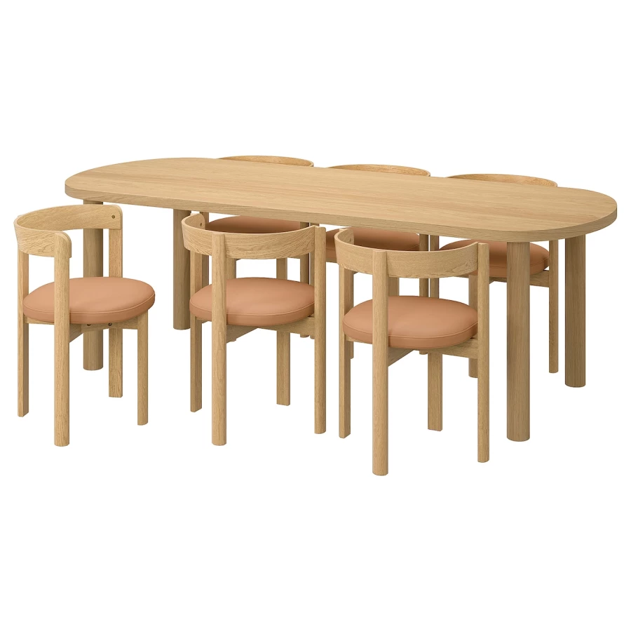 Стол и 6 стульев IKEA STOCKHOLM 2025 / СТОКГОЛЬМ 2025 ИКЕА, 230х90, светло-коричневый (изображение №1)