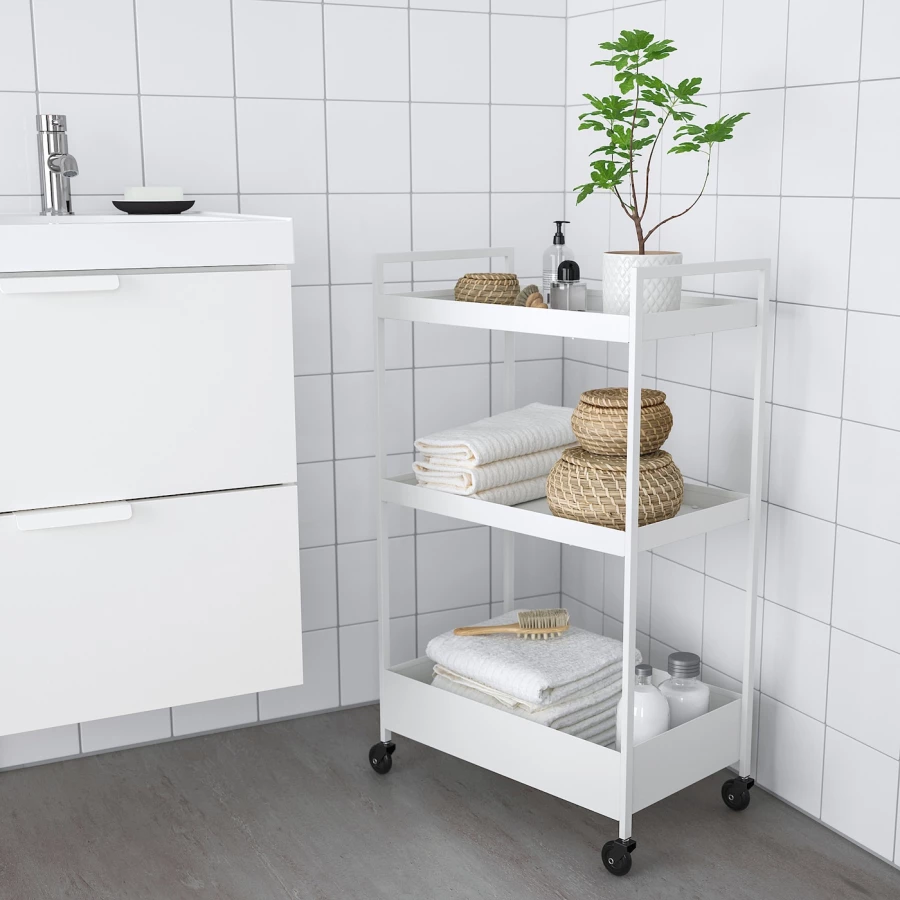 Тележка - IKEA NISSAFORS, белый, 50-5x30x83 см, НИССАФОРС ИКЕА (изображение №3)