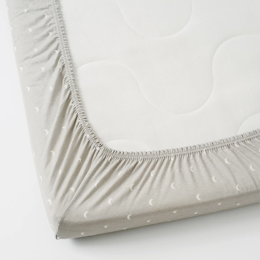 Простыня на кроватку - LENAST  IKEA/ ЛЕНАСТ ИКЕА, 60х120 см,  белый/серый (изображение №2)