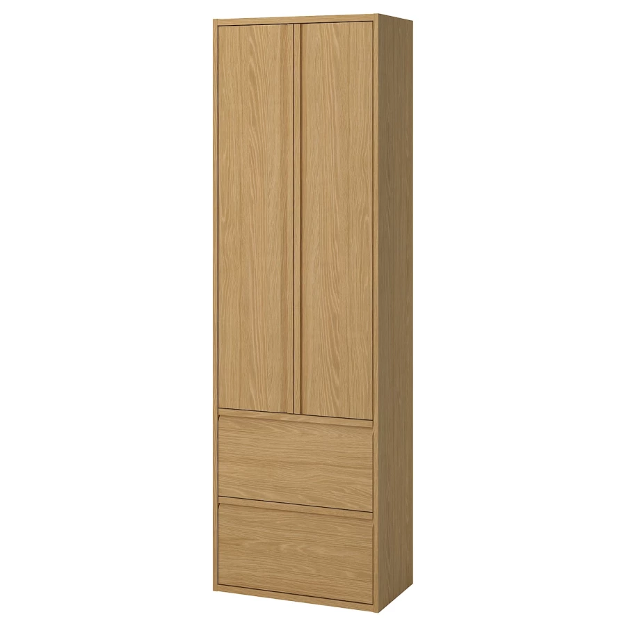 Высокий шкаф с дверцами/ящиками - IKEA ÄNGSJÖN/ANGDJON/ЭНГСЬЕН ИКЕА, 195х35х60 см, коричневый (изображение №1)