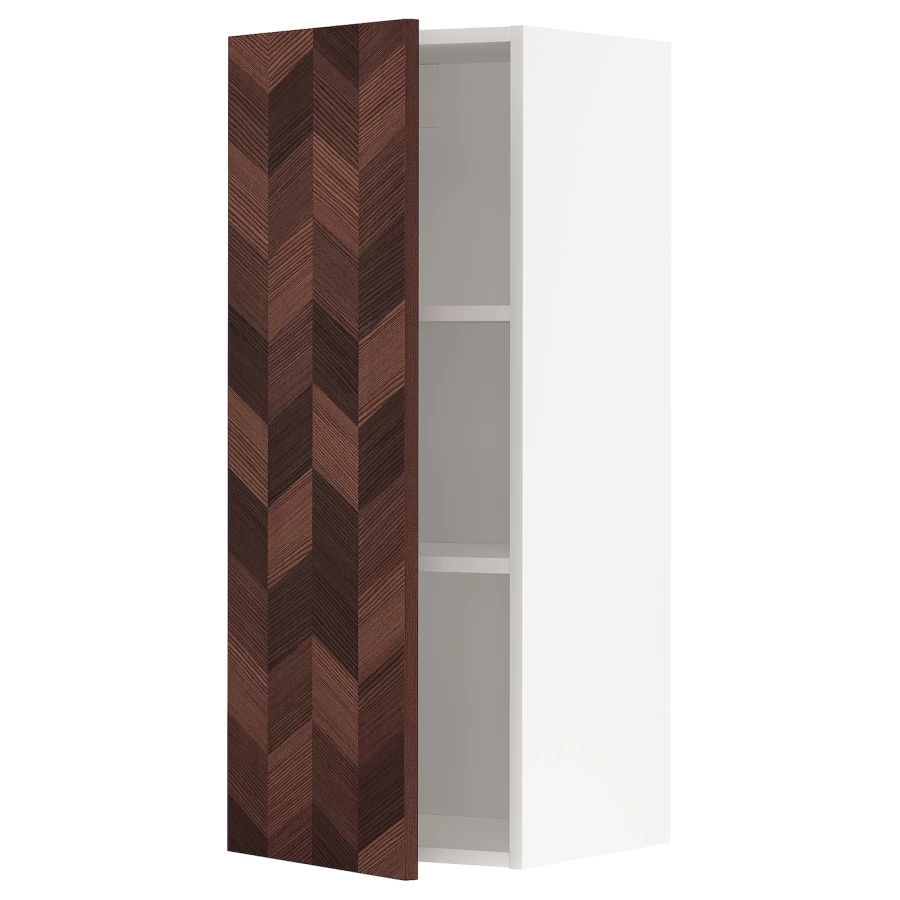 Навесной шкаф с полкой - METOD IKEA/ МЕТОД ИКЕА, 100х40 см, белый/коричневый (изображение №1)
