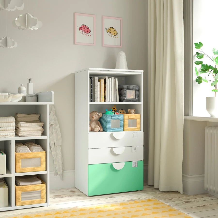 Шкаф - PLATSA/ SMÅSTAD / SMАSTAD  IKEA/ ПЛАТСА/СМОСТАД  ИКЕА, 60x42x123 см, белый/зеленый (изображение №2)