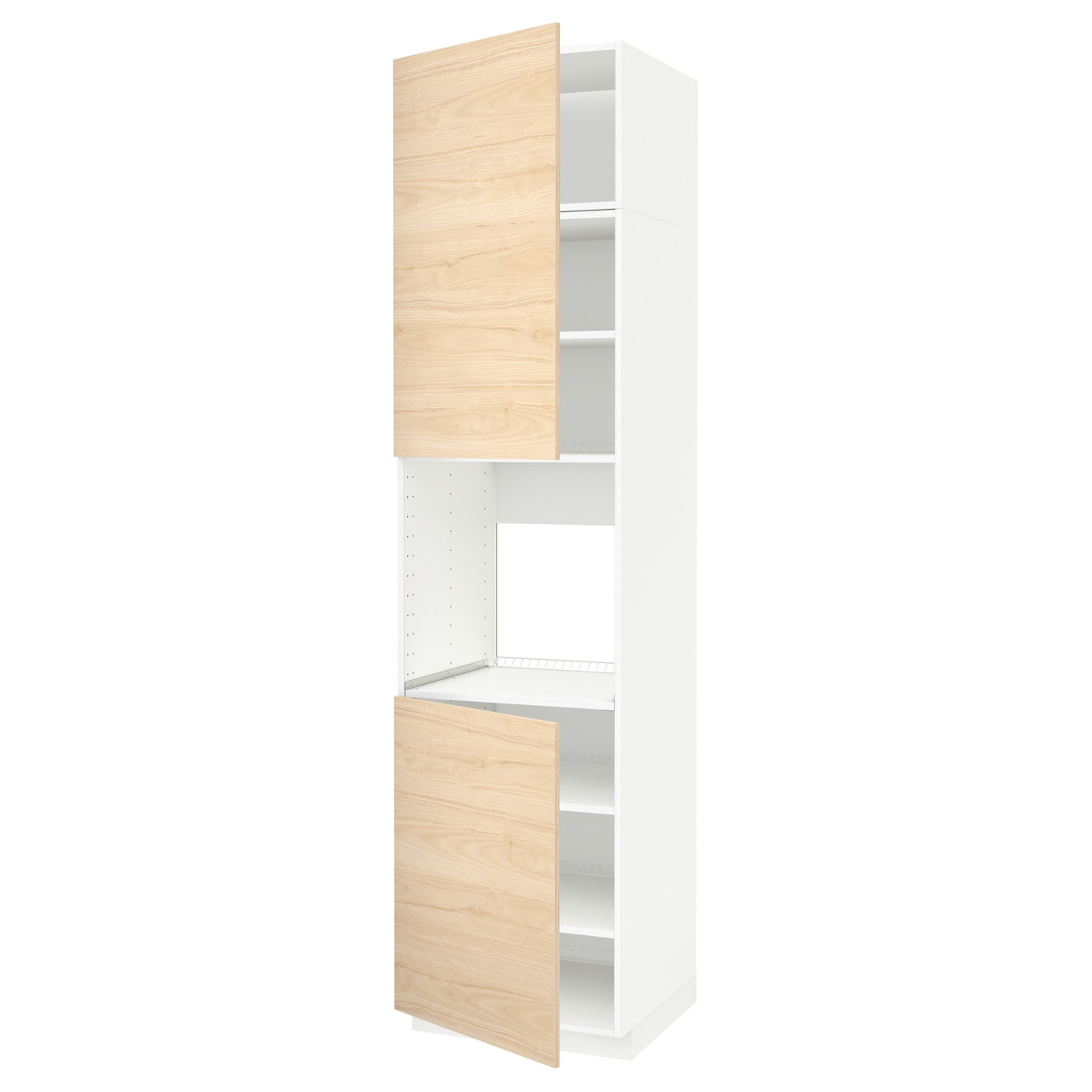Высокий кухонный шкаф с полками - IKEA METOD/МЕТОД ИКЕА, 240х60х60 см, белый/под беленый дуб