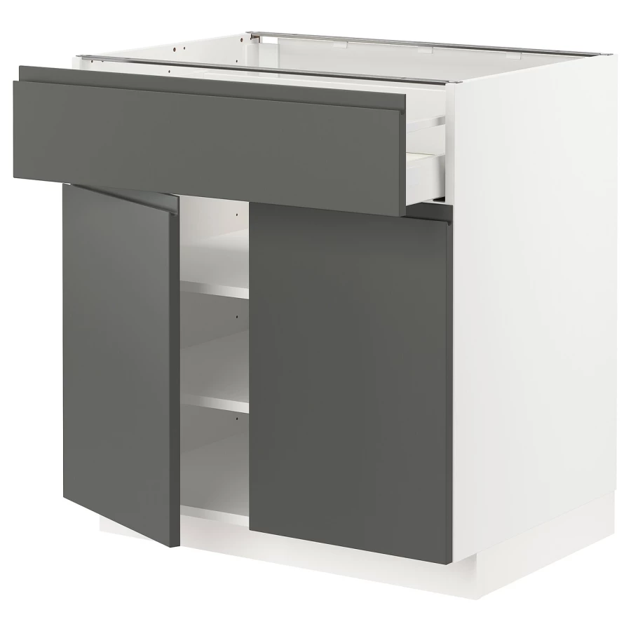 Напольный кухонный шкаф  - IKEA METOD MAXIMERA, 88x62x80см, белый/темно-серый, МЕТОД МАКСИМЕРА ИКЕА (изображение №1)