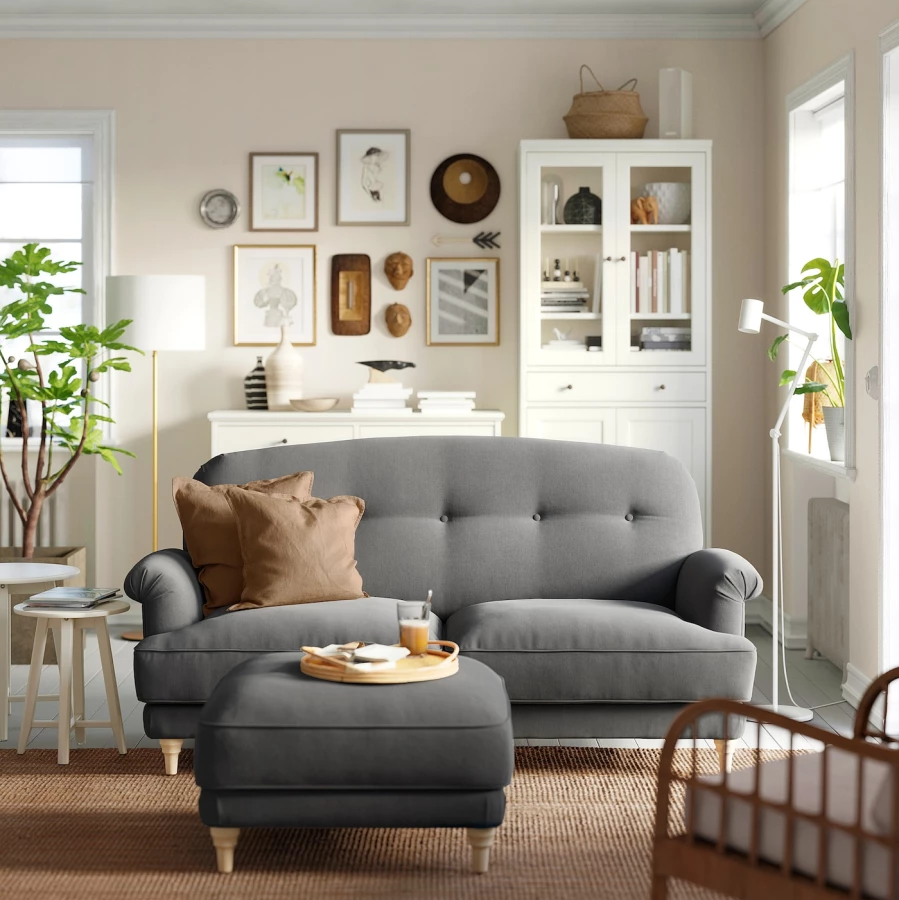 2-местный диван - IKEA ESSEBODA, 94x96x192см, серый, ЭССЕБОДА ИКЕА (изображение №2)