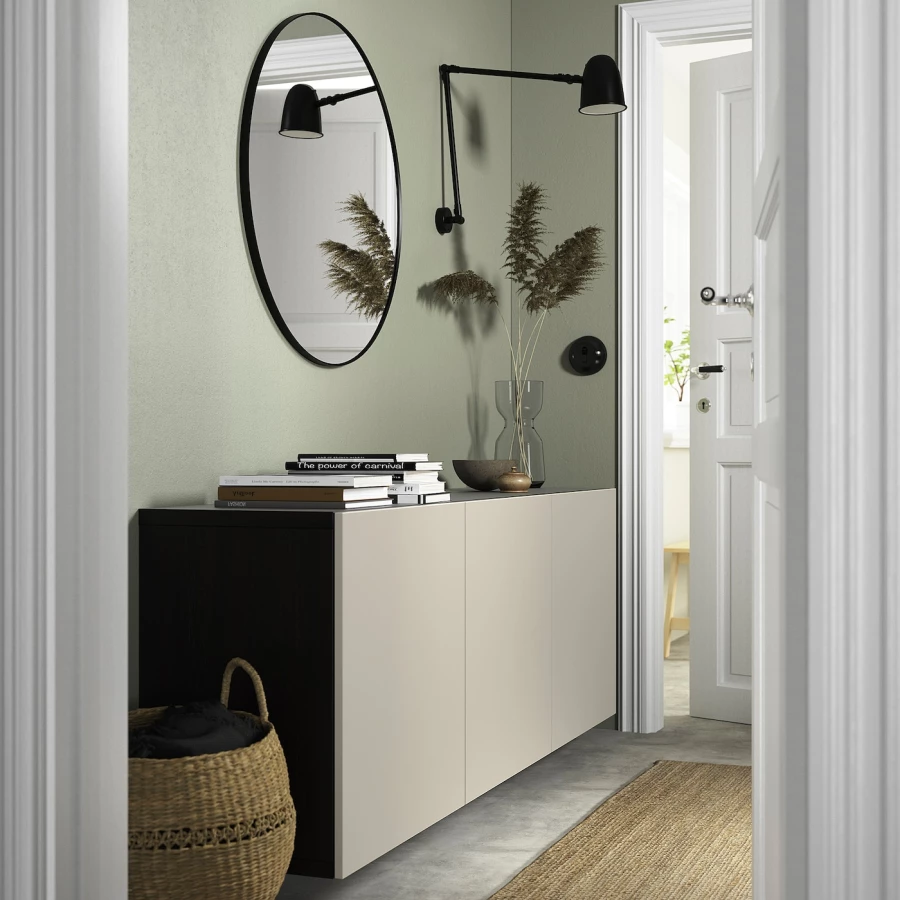 Навесной шкаф - IKEA BESTÅ/BESTA, 180x42x64 см, серый, Бесто ИКЕА (изображение №3)