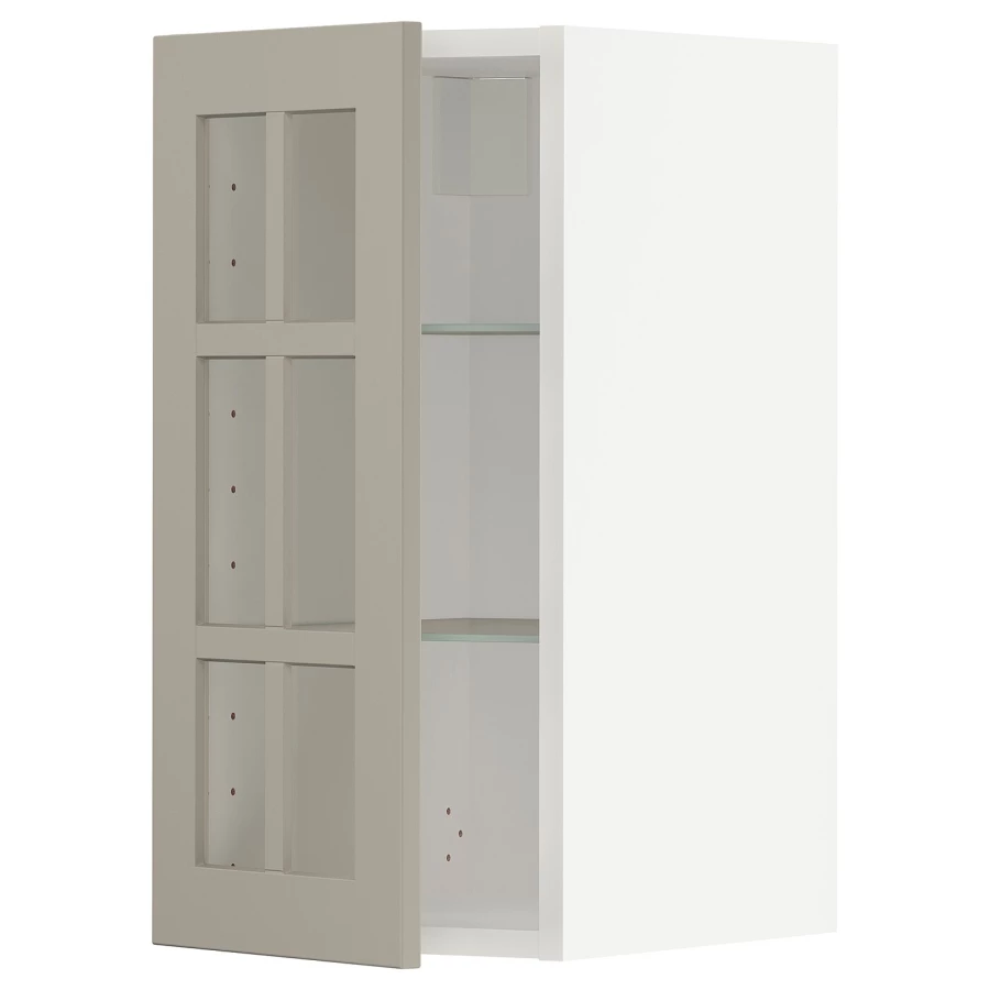 Шкаф со стеклянными дверцами  - METOD  IKEA/  МЕТОД ИКЕА, 60х30 см, белый/бежевый (изображение №1)