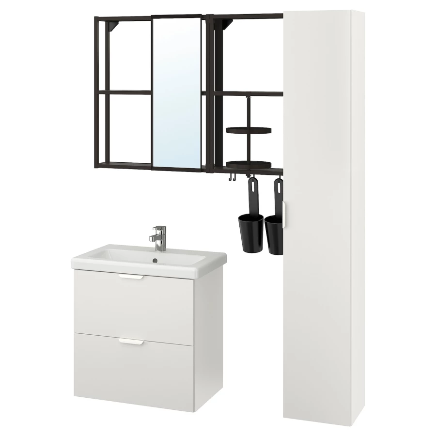 Комбинация для ванной - IKEA ENHET/TVÄLLEN/TVALLEN, 64х43х65 см, белый ...