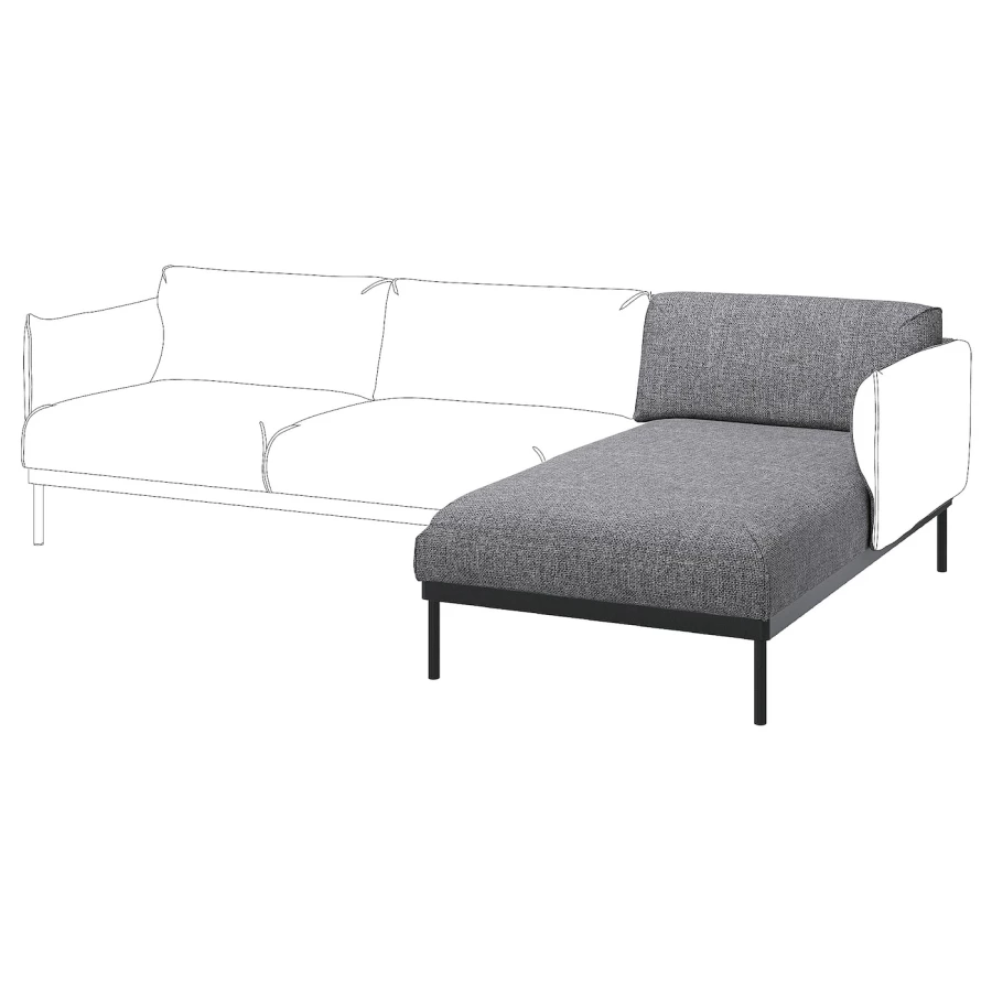 Секция шезлонга - IKEA ÄPPLARYD/APPLARYD/ЭПЛАРИД ИКЕА, 82х162х93 см, серый (изображение №1)