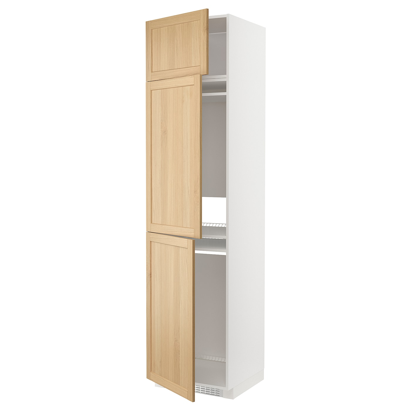 Высокий кухонный шкаф - IKEA METOD/MAXIMERA/МЕТОД/МАКСИМЕРА ИКЕА, 240х60х60 см, белый/светло-коричневый