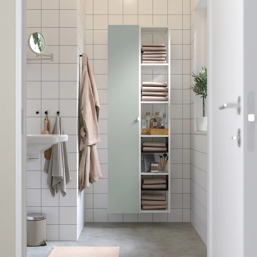 Комбинация для ванной - IKEA ENHET, 60х32х180 см, белый/светло-зеленый, ЭНХЕТ ИКЕА (изображение №2)