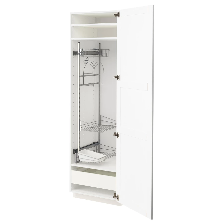 Высокий шкаф/бытовой - IKEA METOD/MAXIMERA/МЕТОД/МАКСИМЕРА ИКЕА, 200х60х60 см, белый (изображение №1)