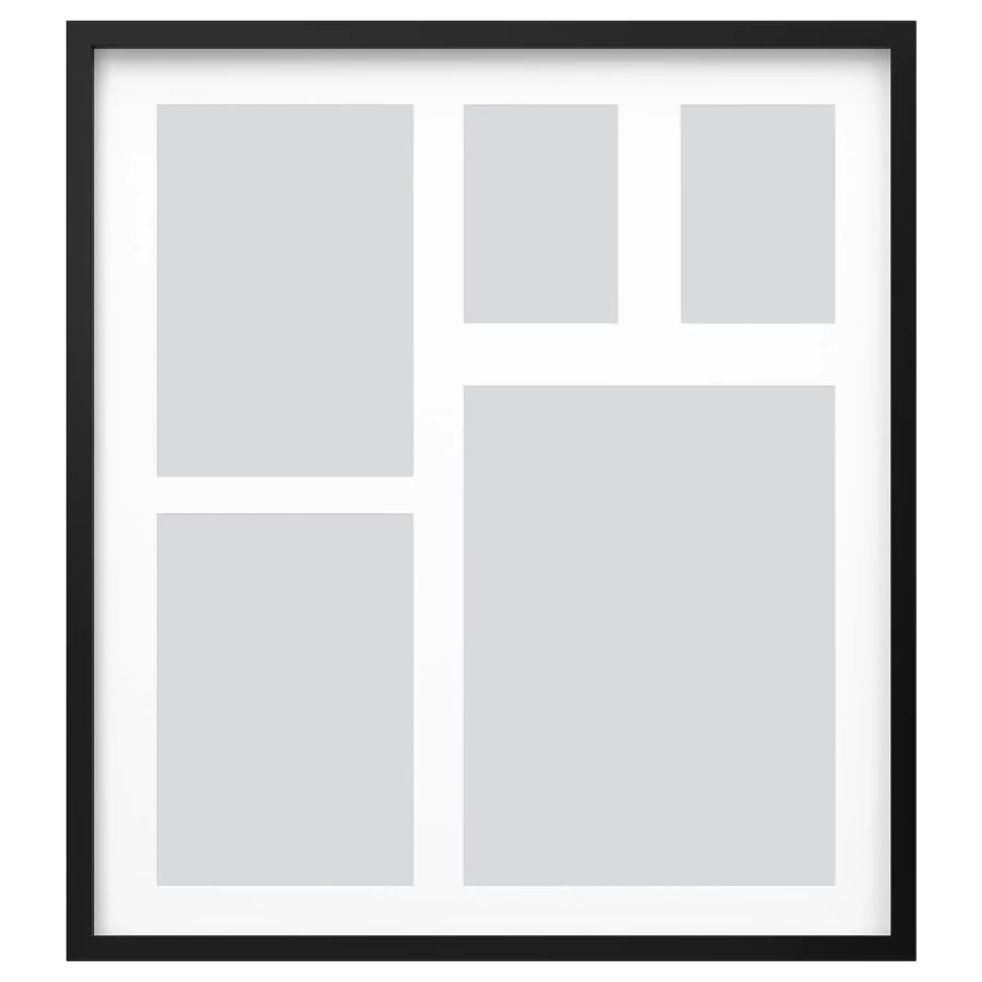Рамка на 5 фотографий - IKEA RÖDALM/RODALM/РОДАЛЬМ ИКЕА, 71х64 см, белый/черный (изображение №1)