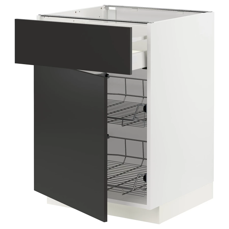 Напольный шкаф - IKEA METOD MAXIMERA, 88x62x60см, белый/черный, МЕТОД МАКСИМЕРА ИКЕА (изображение №1)