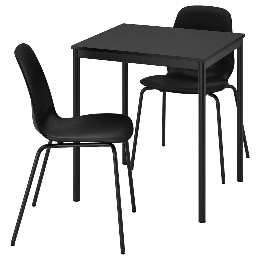 Стол и 4 стула - IKEA SANDSBERG/LIDÅS /САНДСБЕРГ/ЛИДОС ИКЕА, 75х67 см, черный (изображение №1)
