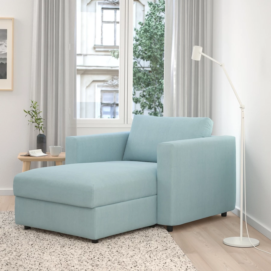 Кресло-кровать - IKEA VIMLE, 111х164х83 см, голубой, ВИМЛЕ ИКЕА (изображение №2)