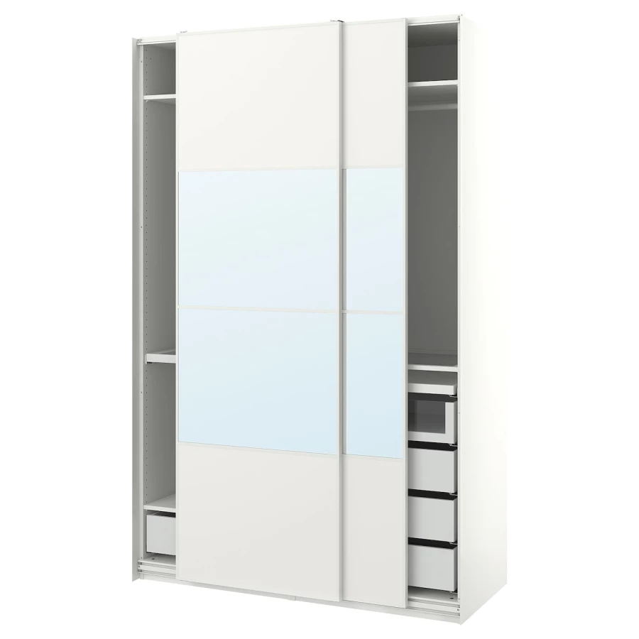 Шкаф - PAX / MEHAMN/AULI  IKEA/ ПАКС / МЕХАМН/ АУЛИ   ИКЕА, 236х150  см, белый (изображение №1)