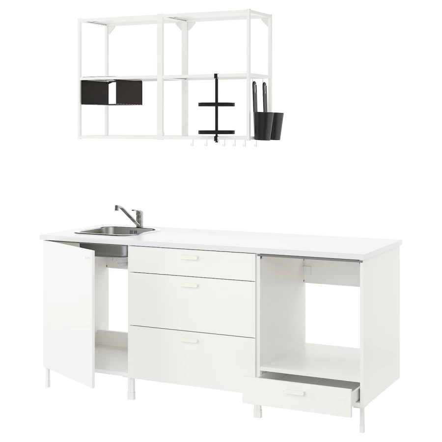 Кухня -  ENHET  IKEA/ ЭНХЕТ ИКЕА, 222х203 см, белый (изображение №1)