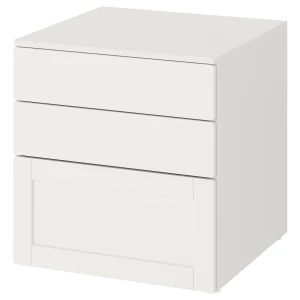 Комод детский - IKEA PLATSA/SMÅSTAD/SMASTAD, 60x55x63 см, белый/серый, ИКЕА