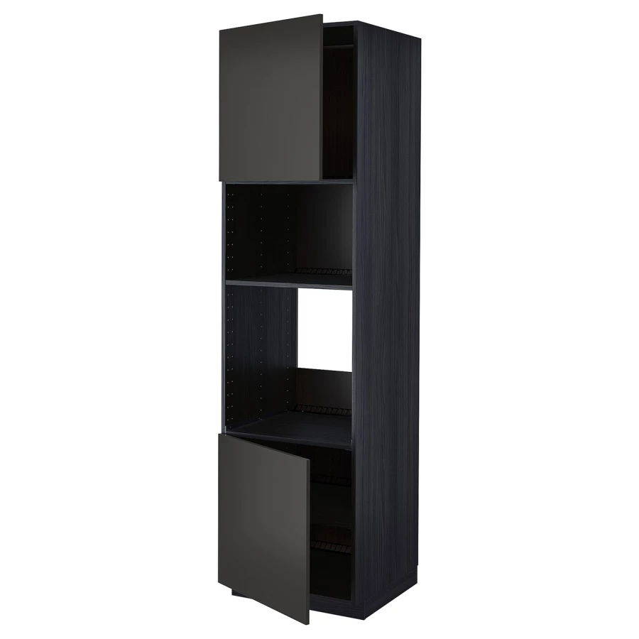 Кухонный шкаф-пенал - IKEA METOD/МЕТОД ИКЕА, 220х60х60 см, черный (изображение №1)