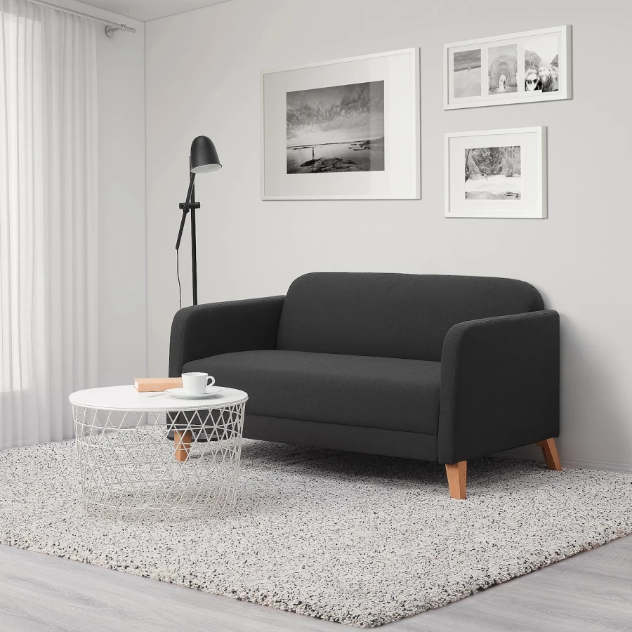 2-местный диван - IKEA LINANÄS/LINANAS, 77x80,5x137см, черный, ЛИНАНАС ИКЕА (изображение №4)