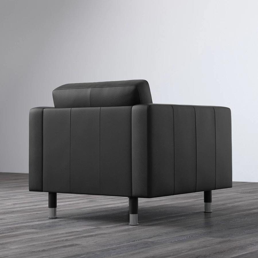 Кожаное кресло - IKEA LANDSKRONA, 89х89х78 см, черный, ЛАНДСКРУНА ИКЕА (изображение №3)