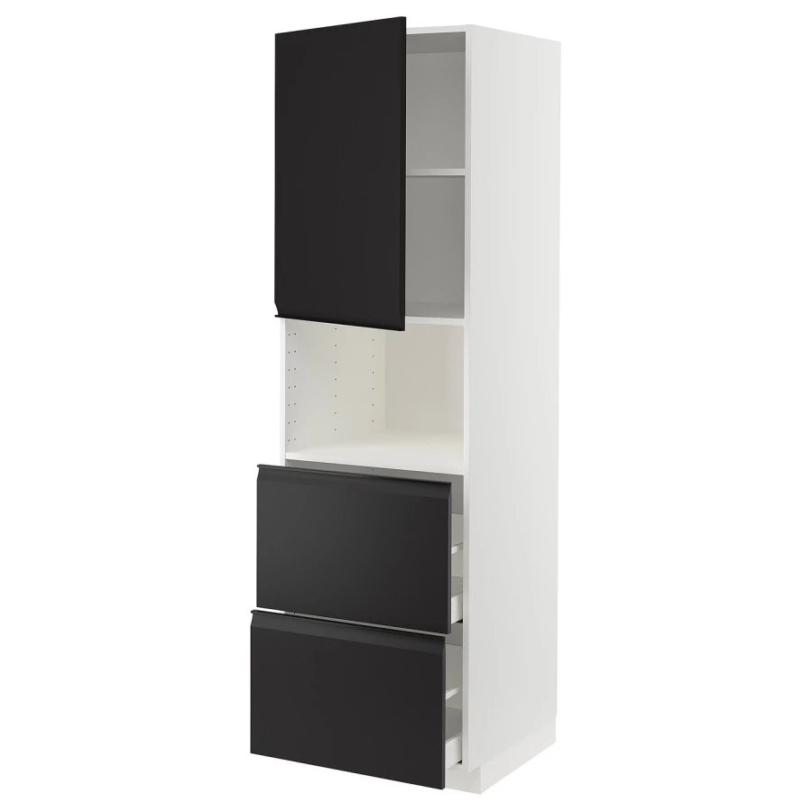 Высокий шкаф - IKEA METOD/MAXIMERA/МЕТОД/МАКСИМЕРА ИКЕА, 200х60х60 см, черный/белый (изображение №1)