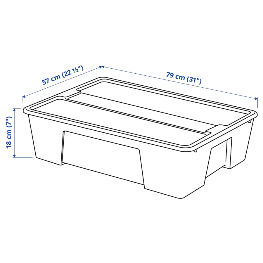 Контейнер с крышкой - IKEA SAMLA/САМЛА ИКЕА, 79x57x18 см, прозрачный (изображение №3)