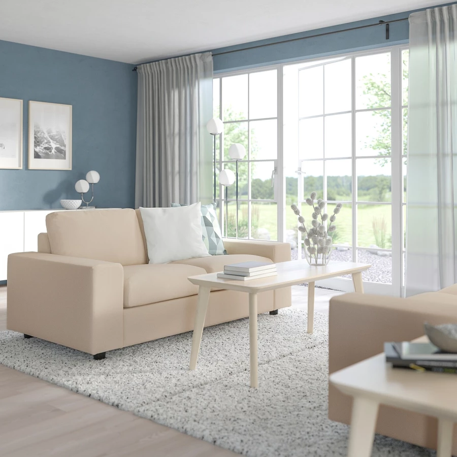 2-местный диван с широкими подлокотниками/Халларп средний серый - IKEA VIMLE, 98x204см, бежевый, ВИМЛЕ ИКЕА (изображение №3)