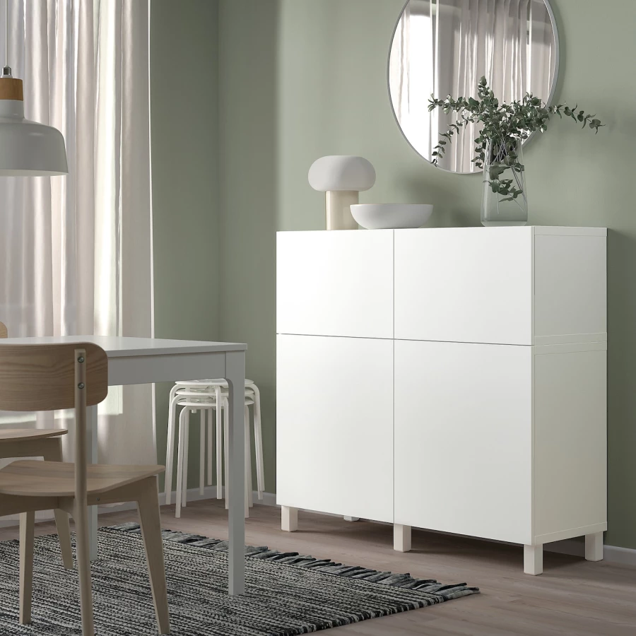 Комбинация для хранения - IKEA BESTÅ/BESTA/БЕСТА/БЕСТО ИКЕА, 120x42x112 см, белый, (изображение №2)