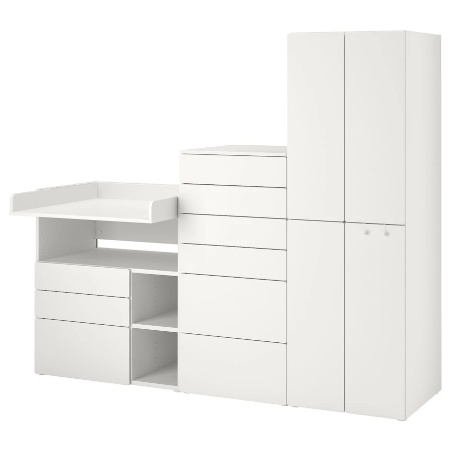 Детская гардеробная комбинация - IKEA PLATSA SMÅSTAD/SMASTAD, 181x79x210см, белый, ПЛАТСА СМОСТАД ИКЕА (изображение №1)
