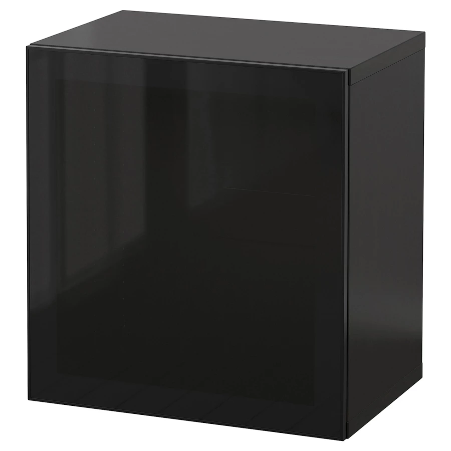 Комбинация навесного шкафа - IKEA BESTÅ/BESTA/БЕСТО ИКЕА, 64х42х60 см, черный глянцевый (изображение №1)