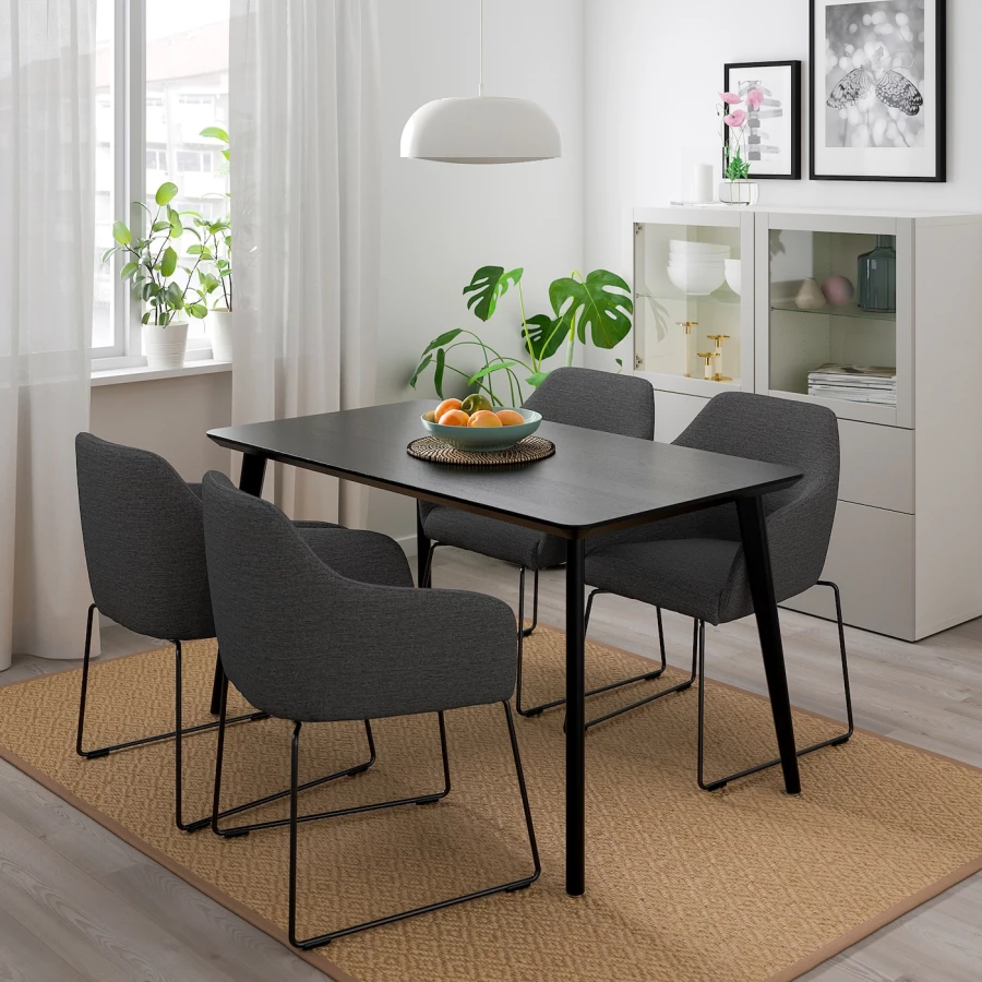 Стол и 4 стула - LISABO / TOSSBERG IKEA/ ЛИСАБО/ТОССБЕРГ ИКЕА, 140х78 см, серый/черный (изображение №2)