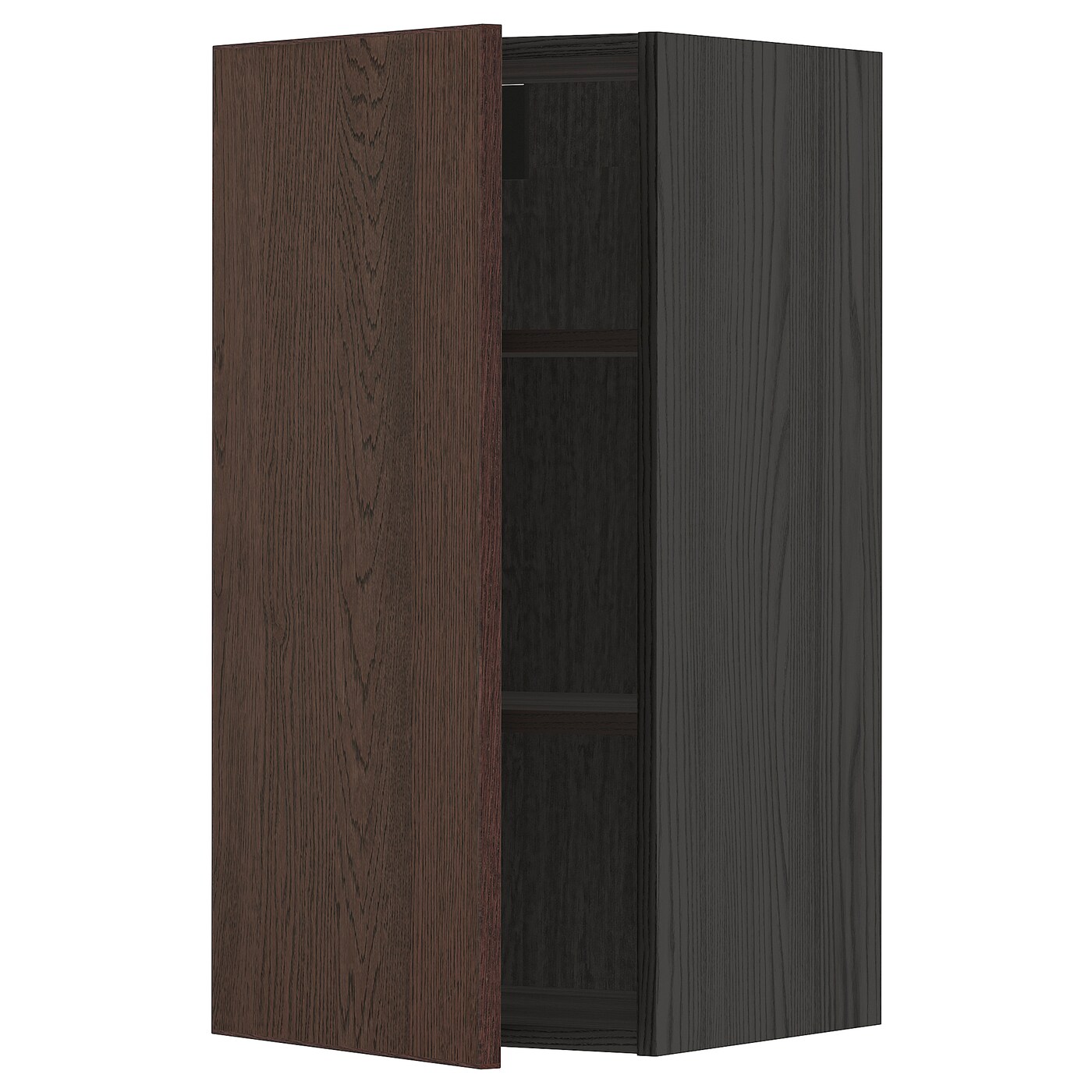 Навесной шкаф с полкой - METOD IKEA/ МЕТОД ИКЕА, 80х40 см, черный/коричневый