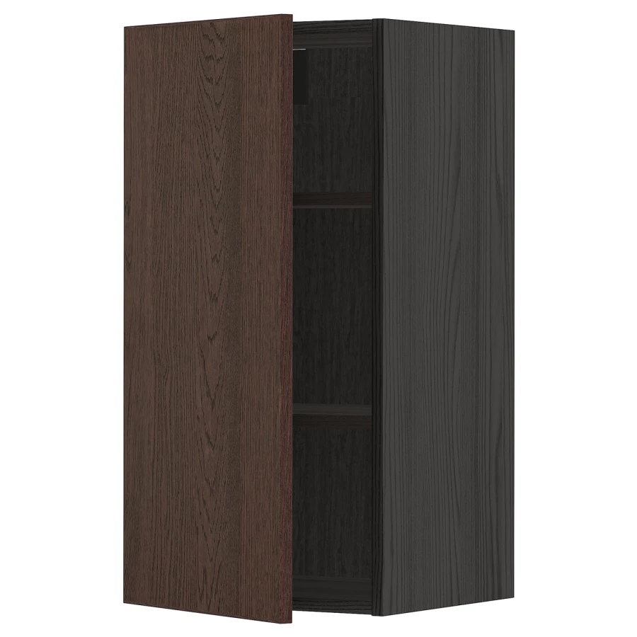 Навесной шкаф с полкой - METOD IKEA/ МЕТОД ИКЕА, 80х40 см, черный/коричневый (изображение №1)