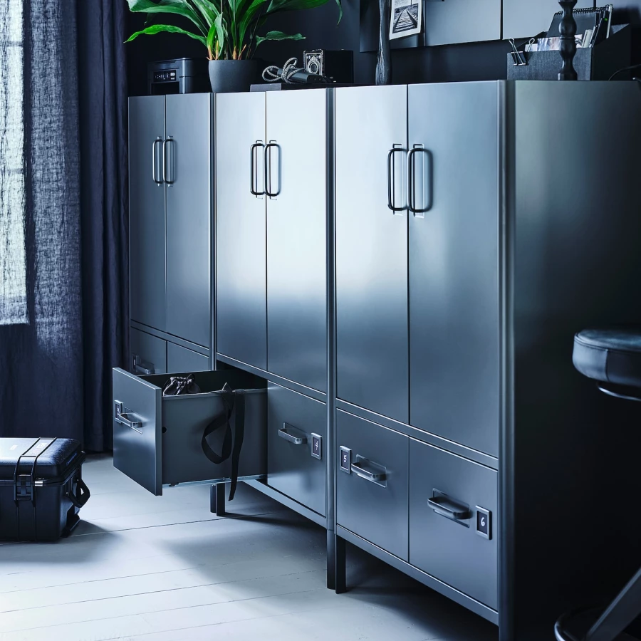 Офисный шкаф - IKEA IDÅSEN/IDASEN, темно-серый, 80x47x119 см, ИДОСЕН ИКЕА (изображение №2)