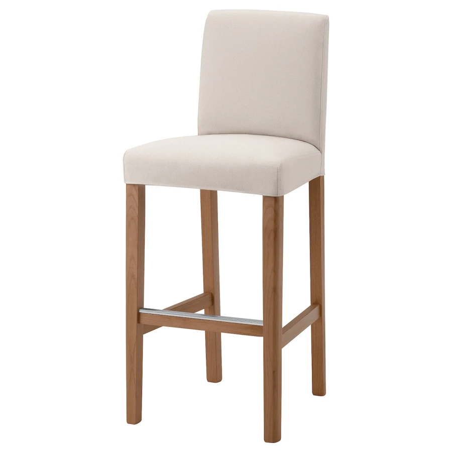 Барный стул со спинкой - BERGMUND IKEA/БЕРГМУНД ИКЕА, 110х45х49 см, бежевый (изображение №1)