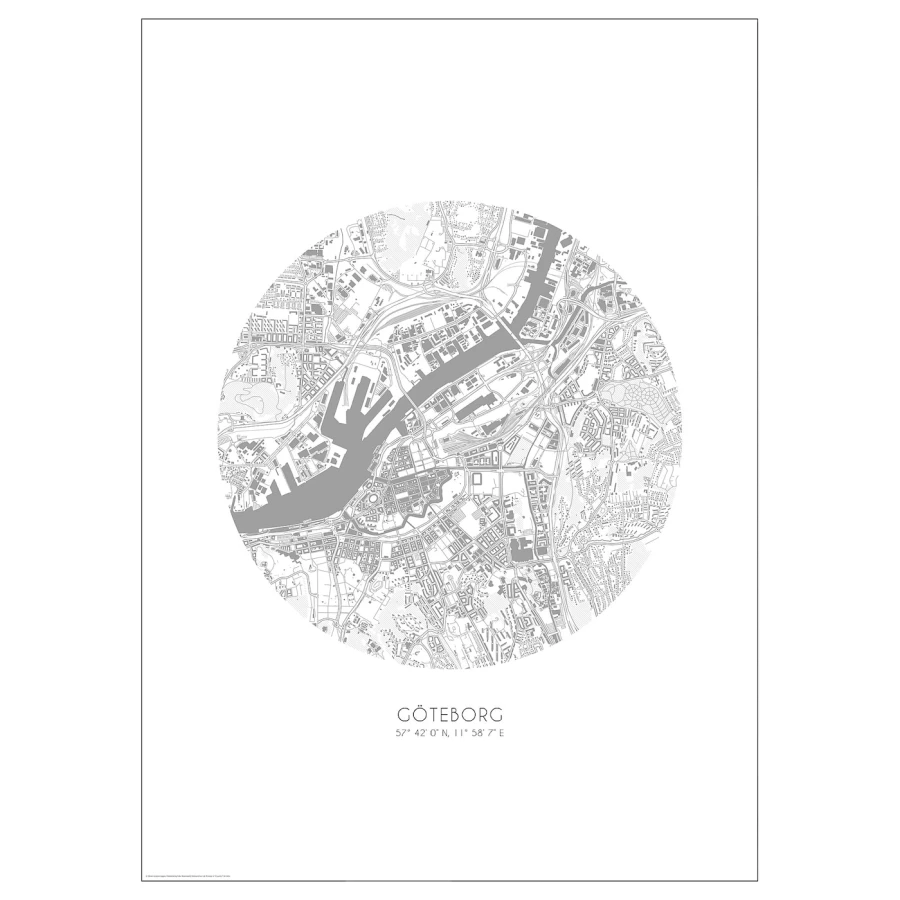 Постер - IKEA BILD, 50х70 см, «Карта, Гетеборг», БИЛЬД ИКЕА (изображение №1)