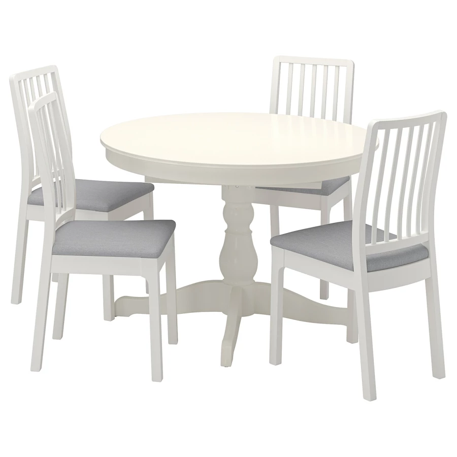 Стол и 4 стула - IKEA EKEDALEN/INGATORP/ ЭКЕДАЛЕН/ИНГАТОРП ИКЕА, 110 см, белый/серый (изображение №1)