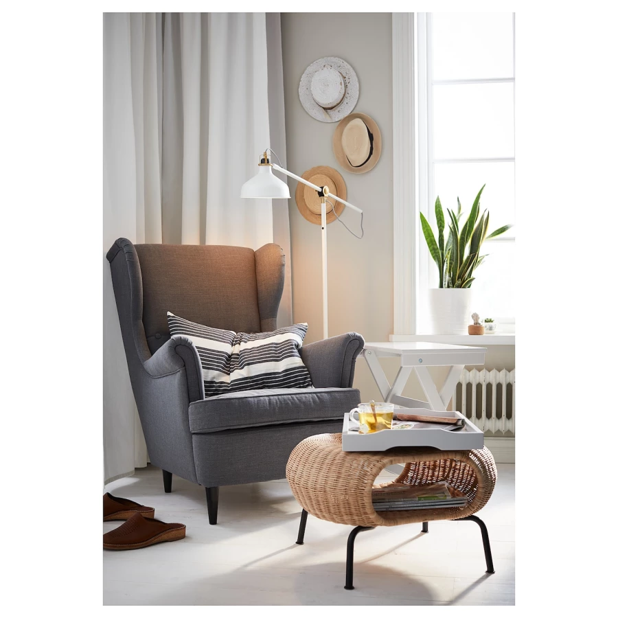 Кресло с подголовником - IKEA STRANDMON, 82х96х101 см, серый, СТРАНДМОН ИКЕА (изображение №3)
