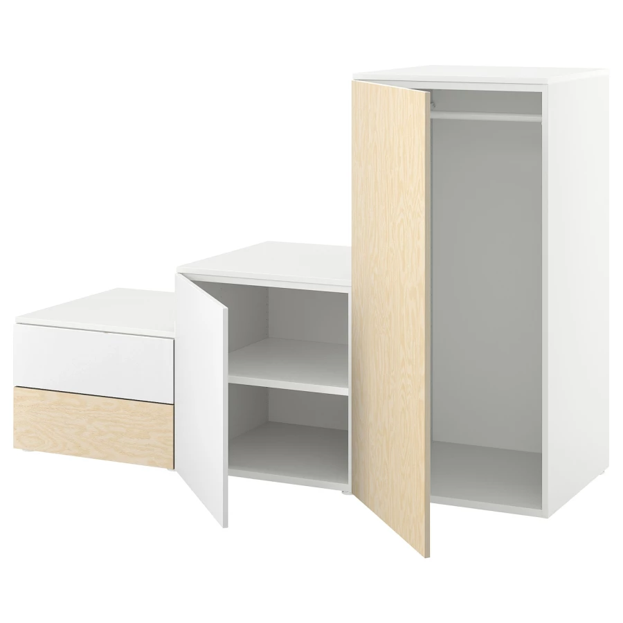 Шкаф - PLATSA IKEA/ ПЛАТСА ИКЕА, 123х180 см, белый/под беленый дуб (изображение №1)