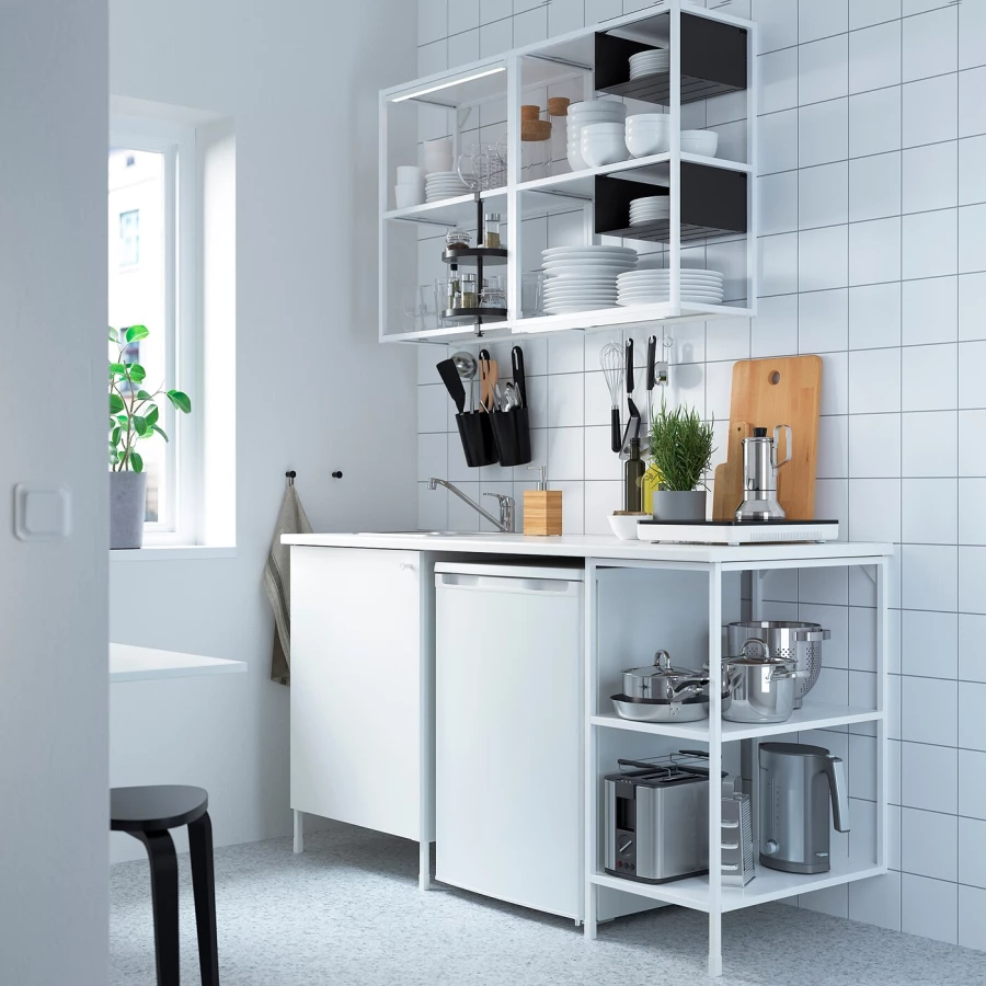 Кухня -  ENHET  IKEA/ ЭНХЕТ ИКЕА, 222х163 см, белый (изображение №2)
