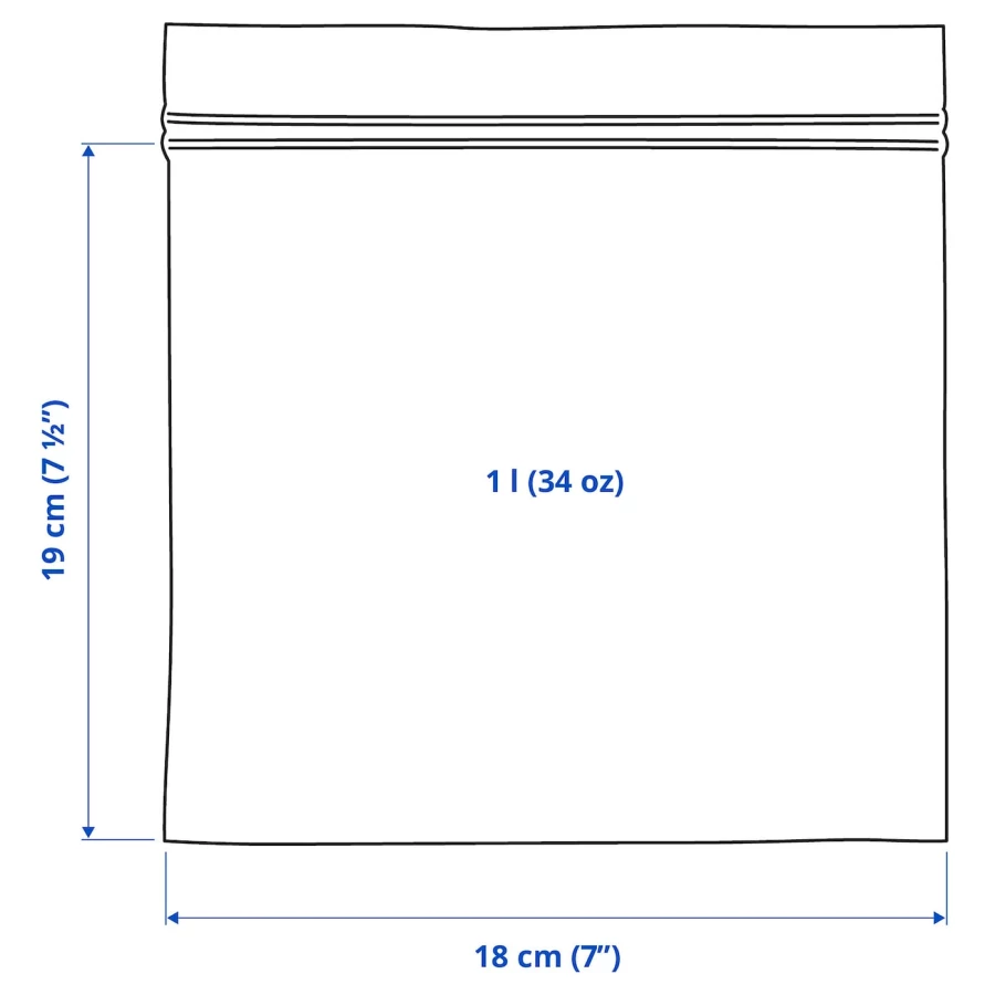Пакет для продуктов, 25 шт. - IKEA ISTAD, 1 л, синий/голубой, ИСТАД ИКЕА (изображение №6)