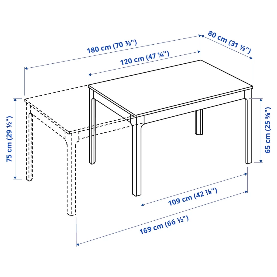 Раздвижной обеденный стол - IKEA EKEDALEN, 120/180х80 см, ЭКЕДАЛЕН ИКЕА, коричневый (изображение №5)