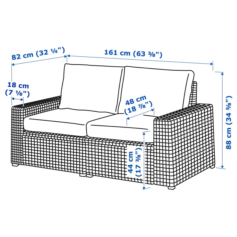 2-местный модульный диван - IKEA SOLLERÖN/SOLLERON/СОЛЛЕРОН ИКЕА, 88х82х161 см, белый/серый (изображение №5)