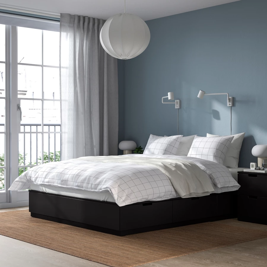 Каркас кровати с ящиками - IKEA NORDLI, 200х140 см, черный, НОРДЛИ ИКЕА (изображение №3)