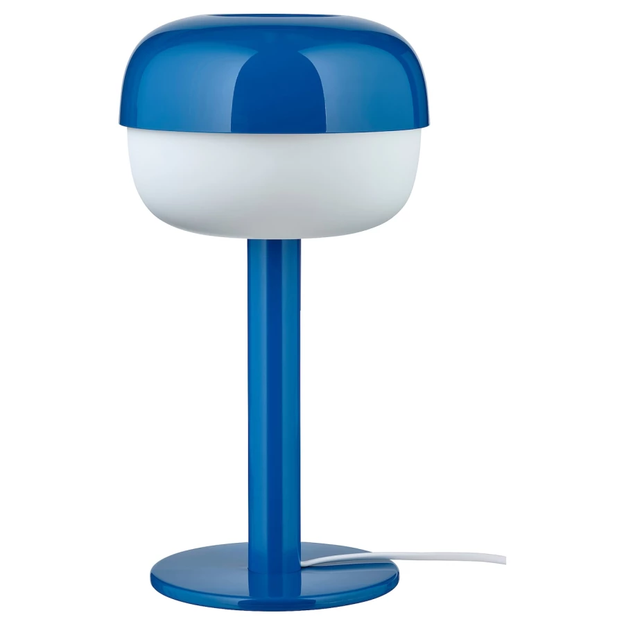Настольная лампа - IKEA BLÅSVERK/BLASVERK/БЛОСВЕРК ИКЕА, 36х19 см, белый/синий (изображение №1)