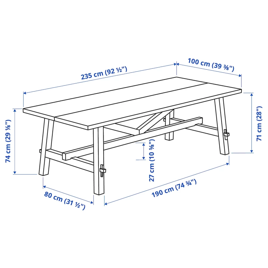 Стол и 6 стульев - MÖCKELBY / BERGMUND IKEA/ МЕКЕЛЬБИ/БЕРГМУНД ИКЕА, 235х100 см, дерево (изображение №5)